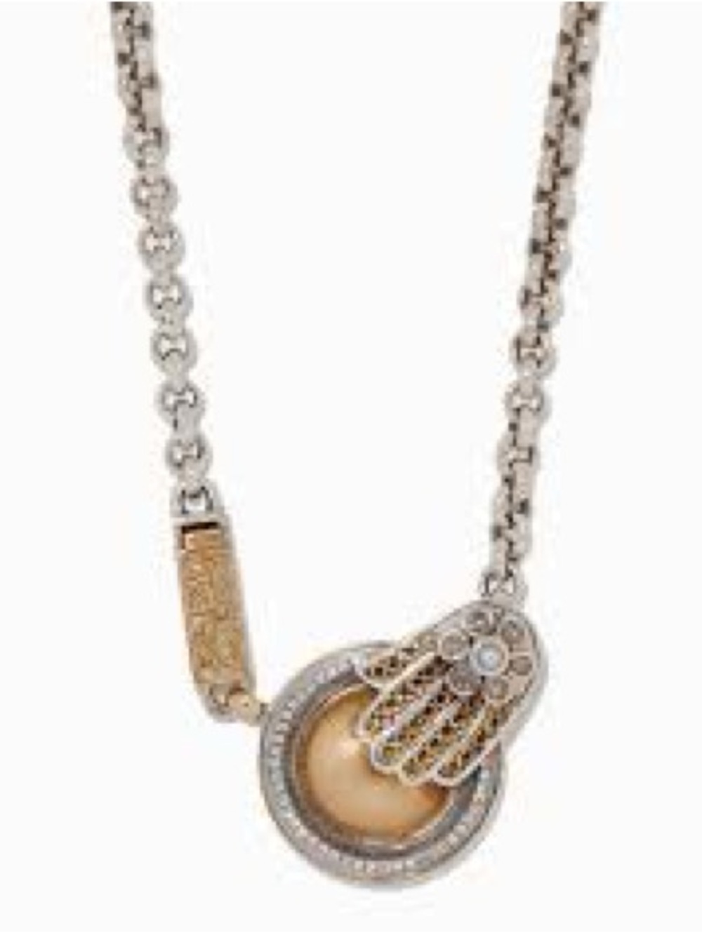 AZZA FAHMY 18 Kt Gold & Silver Hand & Coin Neckless